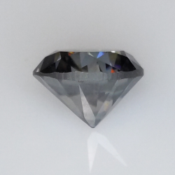 Moissanite grise de 2,24 ct, taille ronde 8,19x7,75 mm