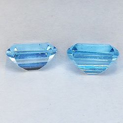 12,08 ct Blauer Topas im Smaragdschliff, 11 x 9 mm, 2 Stk