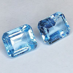 12.08ct Topazio Blu Taglio Smeraldo 11x9mm 2pz