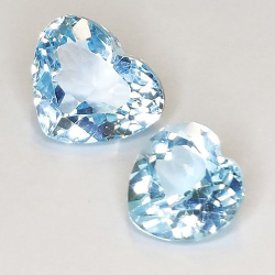 13.02ct Heart Blue Topaz 10-13mm 2pcs