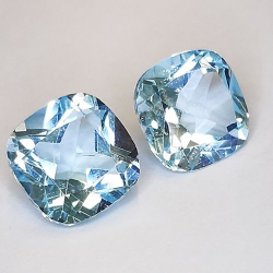 10.05ct Cushion Cut Blue Topaz Pair 10mm