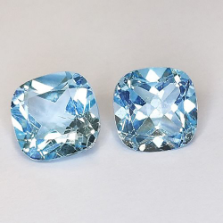 Paio di topazio blu taglio cuscino da 10,05 ct, 10 mm