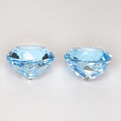 10.59ct Paire de Topazes Bleues Rondes 10mm