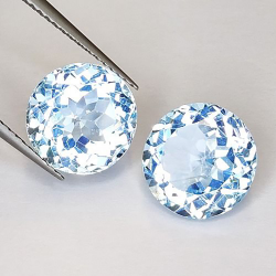 10.59ct Pair of Blue Topaz Round Cut 10mm