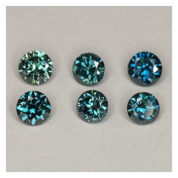 Blauer Fancy-Diamant im Rundschliff von 1,7-2,8 mm