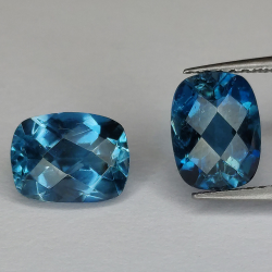 London topaz blue checkerboard cushion cut 8 x 6mm 1pc