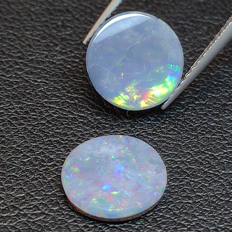 Opale double ronde australienne 2.67ct 2pc