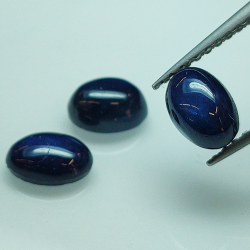 Lot 2.39ct Saphir bleu cabochon coupé rond 6x4mm