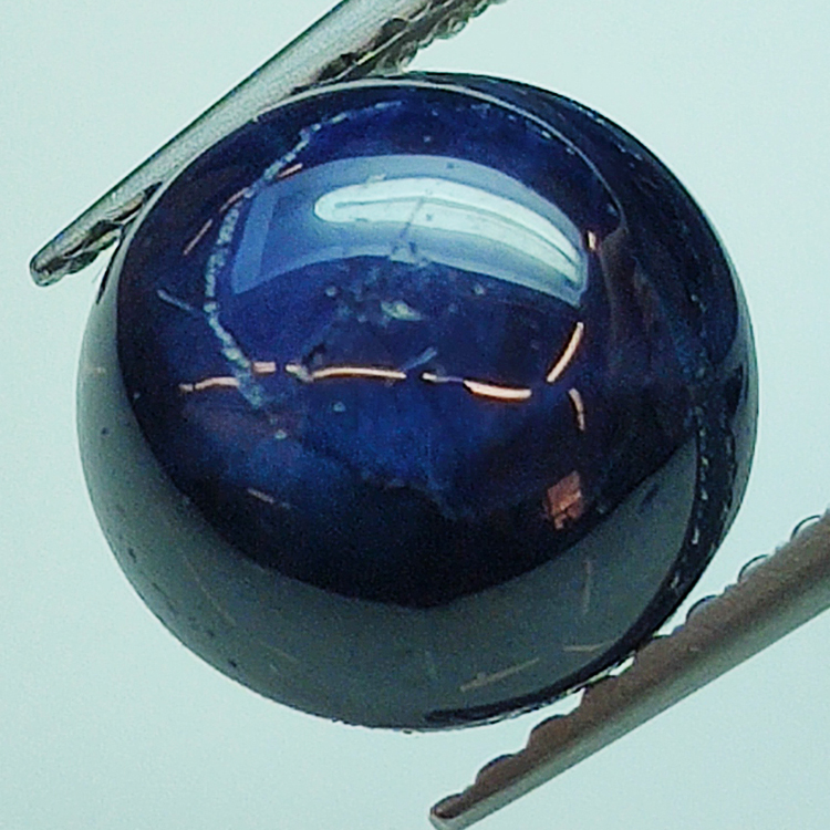 Pair 4.38ct Blue Sapphire Cabochon Cut Round 7 x 3.8mm