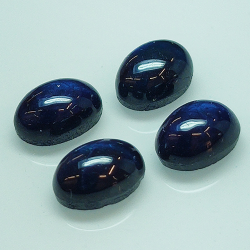 Lot 3.84ct Blue Sapphire cabochon cut Round 6 x 4,2mm