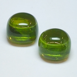 7.32ct Pair of 8mm cushion cabochon cut Peridot