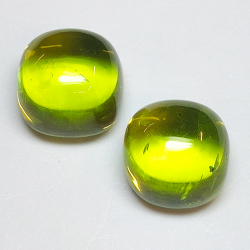 7.32ct Pair of 8mm cushion cabochon cut Peridot