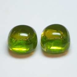 Pair 7.10ct Peridot cabochon cut cushion 8 x 6 mm