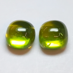 Pair 7.10ct Peridot cabochon cut cushion 8 x 6 mm