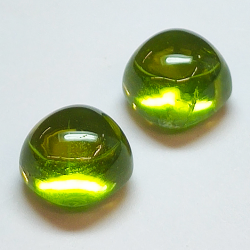 Pair 7.10ct Peridot cabochon cut cushion 8 x 6 mm