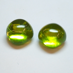 Pair 6.94ct Peridot cabochon cut cushion 8mm