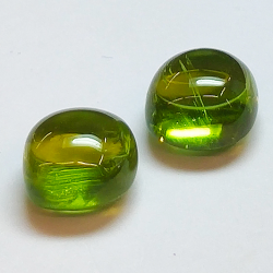 Pair 6.94ct Peridot cabochon cut cushion 8mm