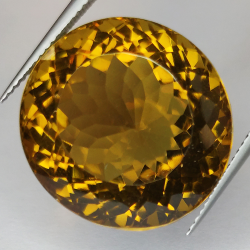 39.54ct Honey Quartz round cut 20.20x15.44mm