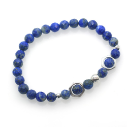 Lapislazuli & 925 Sterling Silver Hexagon Bracelet