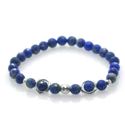 Lapislazuli & 925 Sterling Silver Hexagon Bracelet