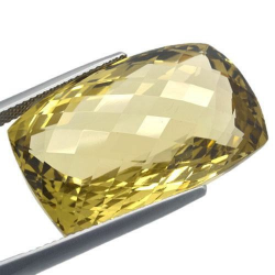 38.1ct.Lemon Quatz Checkboard Cushion Cut