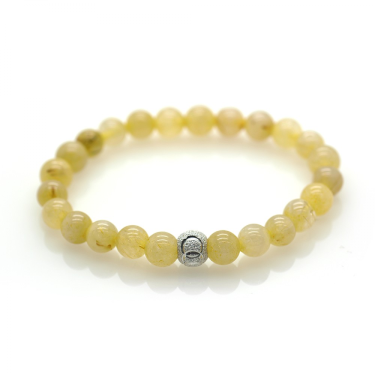 Rutilated Quartz & 925 Sterling Silver Bracelet