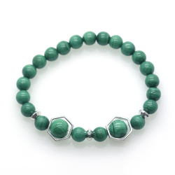 Malachite & 925 Sterling Silver Hexagon Bracelet