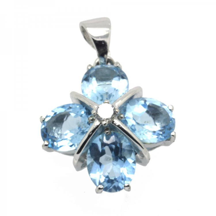 Blue Topaz & 925 Sterling Silver Pendant