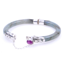 Bracciale Giada Giadeite e argento 925 verde