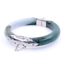 Jade Jadeite and 925 Silver green bracelet