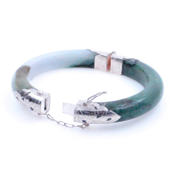 Jade Jadeite and 925 Silver green bracelet