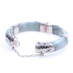 Jade Jadeite and 925 Silver green bracelet