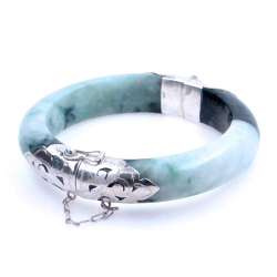 Jade Jadeite and 925 Silver green bracelet