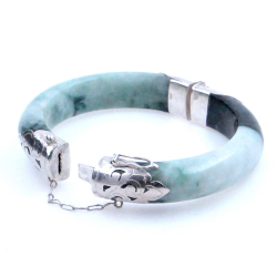 Jadeite Jade et argent 925 Bracelet vert