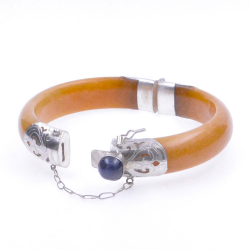 Bracciale Giada Giadeite e argento 925 arancione