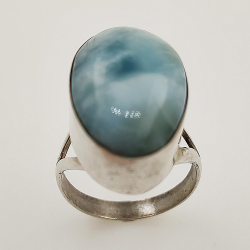 925 ZILVEREN RING het LARIMAR maat16