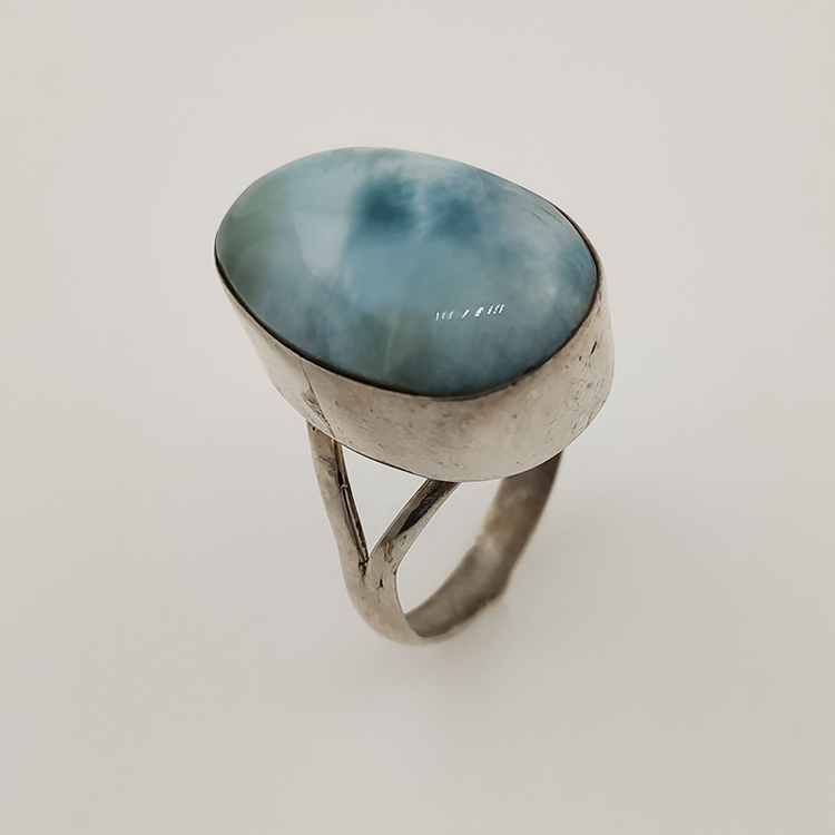 925 ZILVEREN RING het LARIMAR maat16