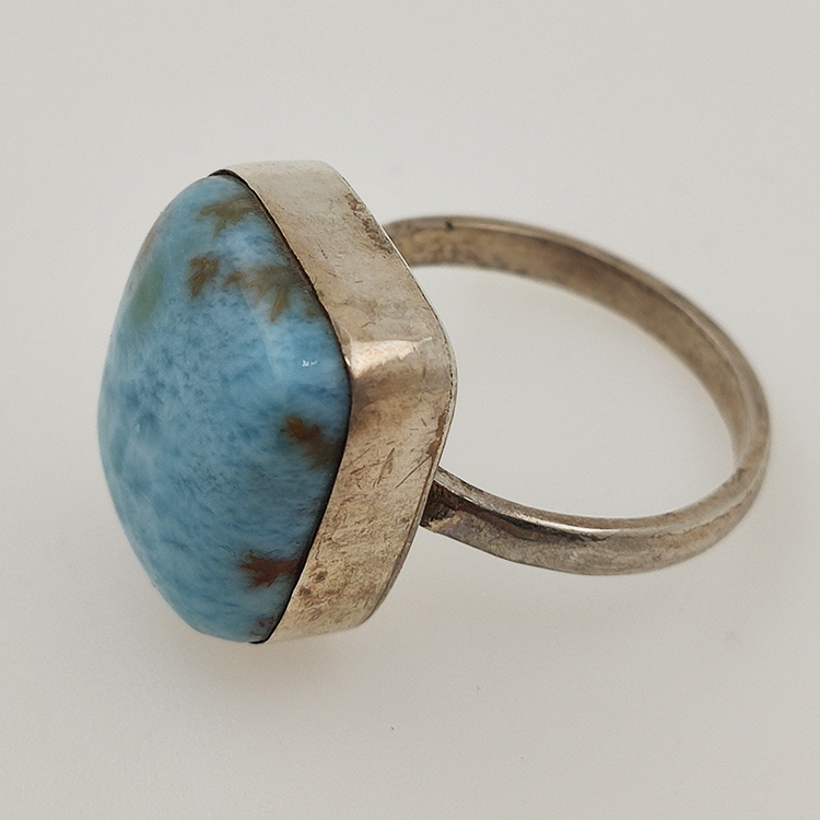 925 ZILVEREN RING het LARIMAR maat16