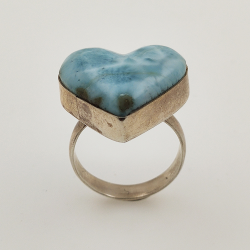 925 ZILVEREN RING het LARIMAR maat16