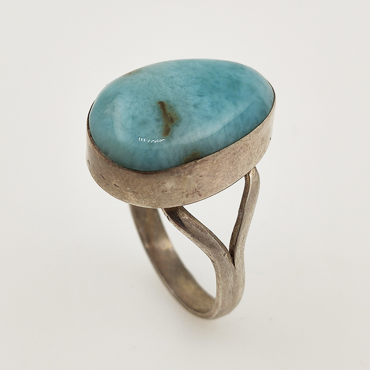Anneau Bague de ARGENT 925  avec LARIMAR  taille57  6.5gr.