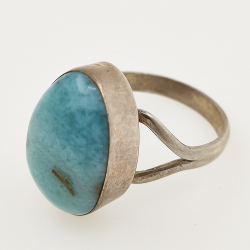Anneau Bague de ARGENT 925  avec LARIMAR  taille57  6.5gr.