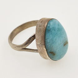 Anneau Bague de ARGENT 925  avec LARIMAR  taille57  6.5gr.
