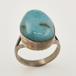 Anneau Bague de ARGENT 925  avec LARIMAR  taille57  6.5gr.