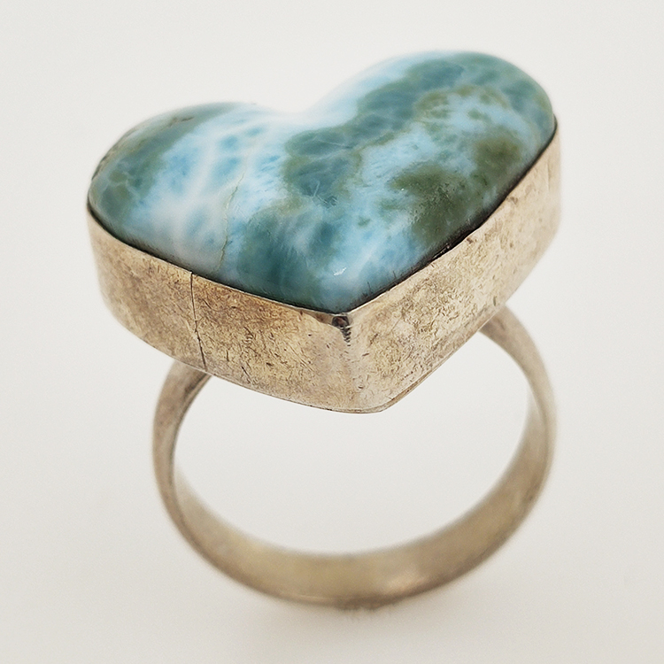 925 ZILVEREN RING het LARIMAR maat16