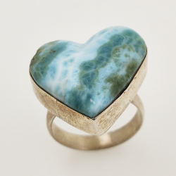 925 ZILVEREN RING het LARIMAR maat16