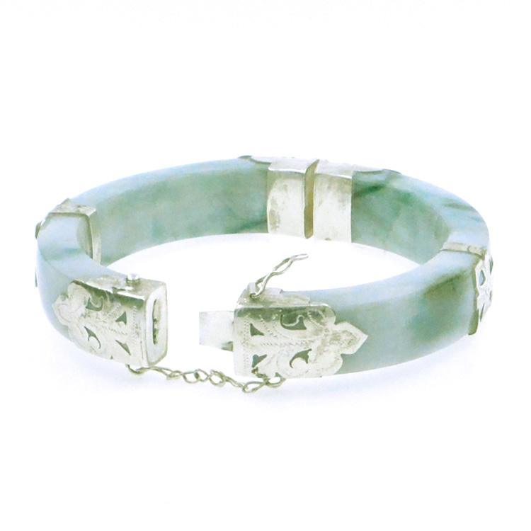 Jadeite Jade et argent 925 Bracelet vert