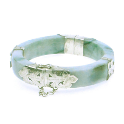 Jadeite Jade et argent 925 Bracelet vert