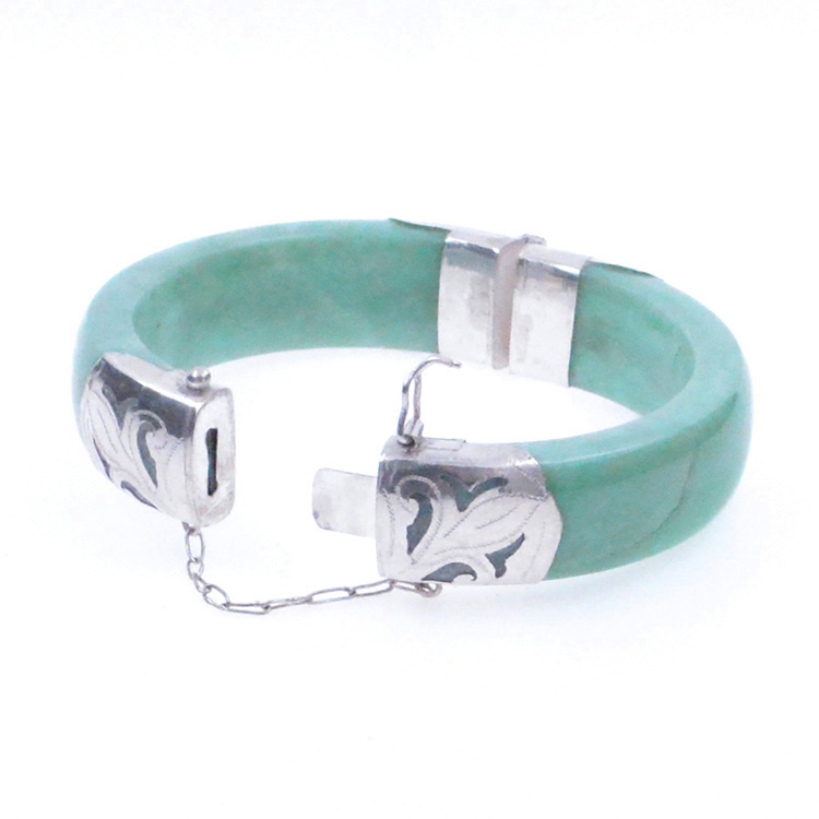 Jade Jadeite and 925 Silver green bracelet