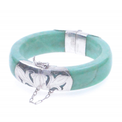 Jadeite Jade et argent 925 Bracelet vert