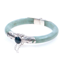 Jade Jadeite and 925 Silver green bracelet